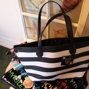 Black & White Striped Beach Bag